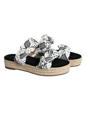 Violet & Red Bryson Espadrille Sandals Black White Braided Platform Size 8 NWOT